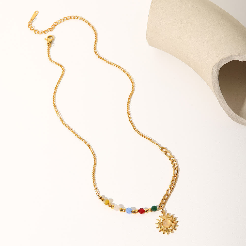 Collier pendentif en forme de soleil en opale Olivenorma
