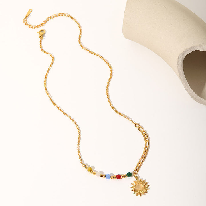 Collier pendentif en forme de soleil en opale Olivenorma
