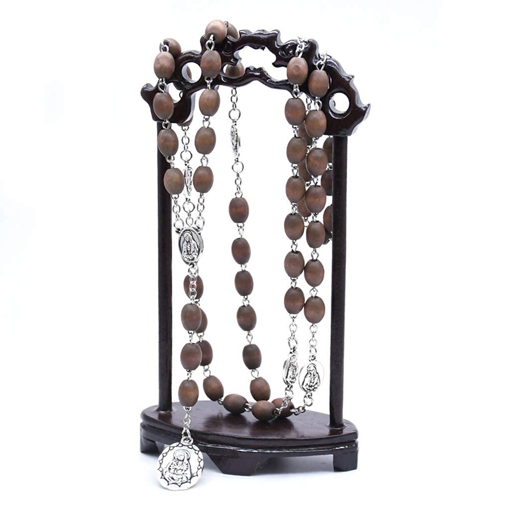 Collier chapelet catholique en perles de bois Olivenorma