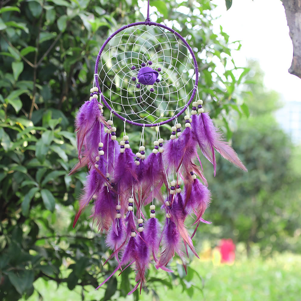 Grand attrape-rêves créatif en forme de rose violette Olivenorma