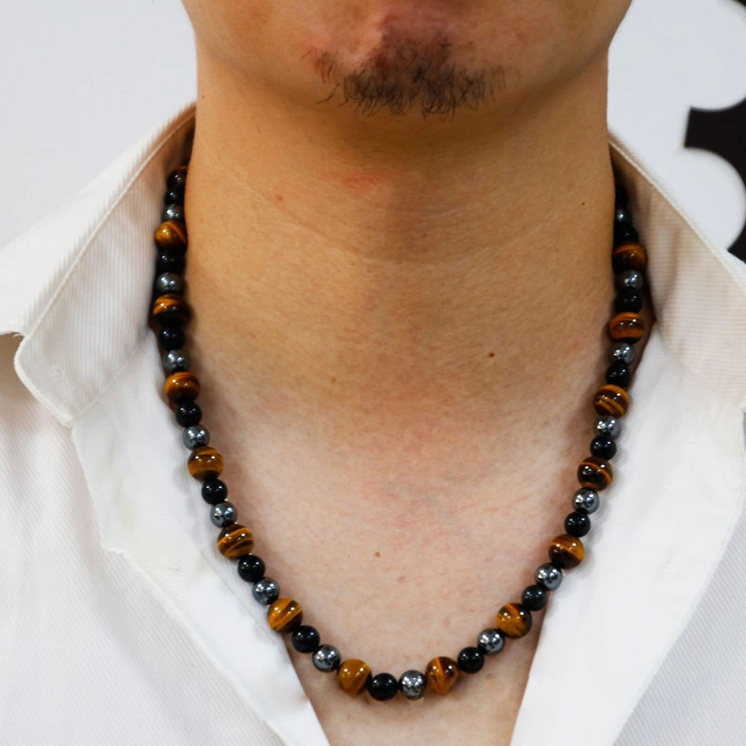 Collier de perles en hématite et obsidienne en cristal de guérison Olivenorma