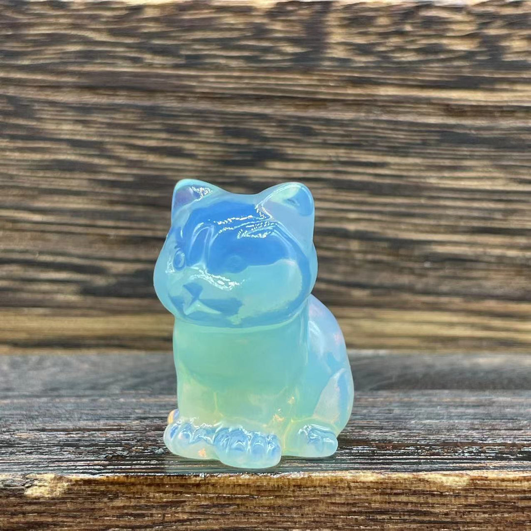 Décoration en pierre précieuse en forme de chaton mignon de 1,2 pouce en pierre naturelle Olivenorma 