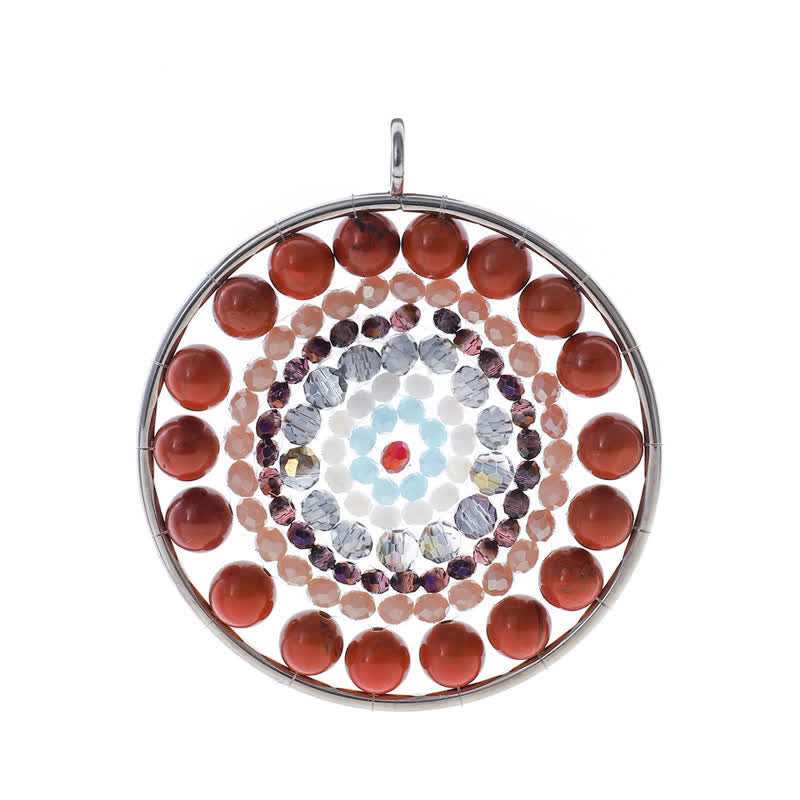 Collier avec pendentif rond en cristal et fleur de datura Olivenorma