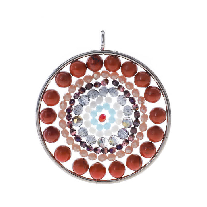Collier avec pendentif rond en cristal et fleur de datura Olivenorma