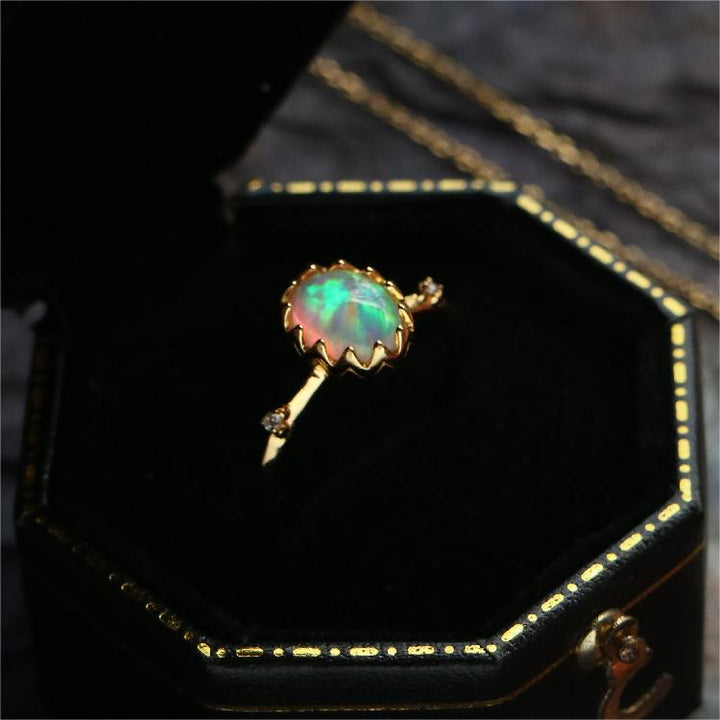 Collier avec anneau en or jaune opale Olivenorma 