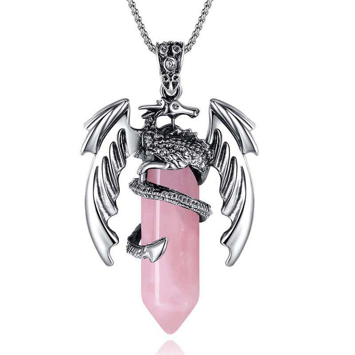 Collier Reiki en pierre de guérison en cristal de dragon vintage Olivenorma 