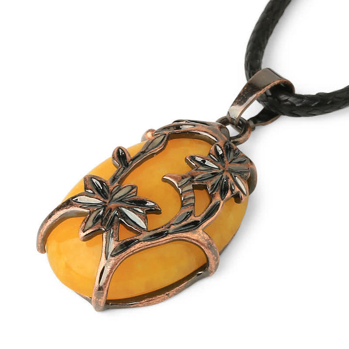 Collier en cristal enveloppé de fleurs en laiton et améthyste Olivenorma