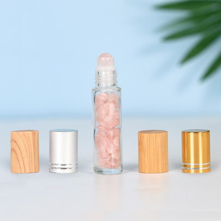 Bouteille d'huile essentielle à bille en cristal Olivenorma avec décoration en pierres précieuses