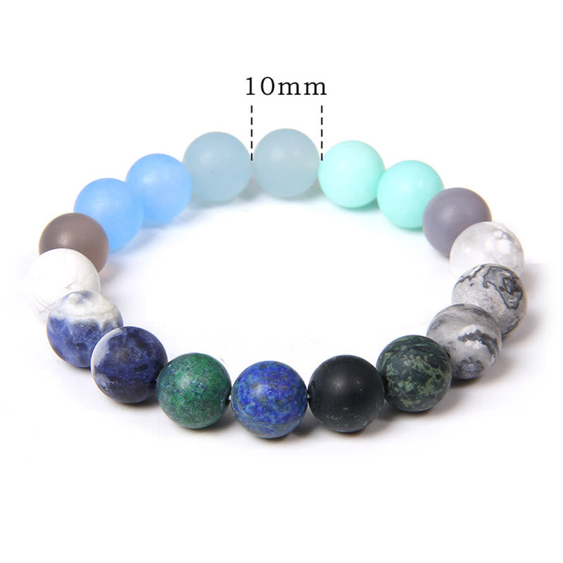 Bracelet planète en perles naturelles givrées de 10 mm Olivenorma 