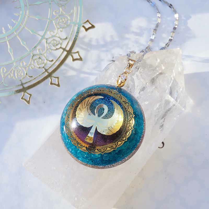 Collier Clé de Vie Olivenorma Grenat Lapis Lazuli Aigue-Marine 