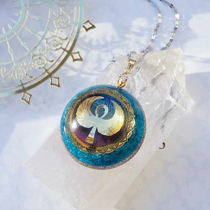 Collier Clé de Vie Olivenorma Grenat Lapis Lazuli Aigue-Marine 