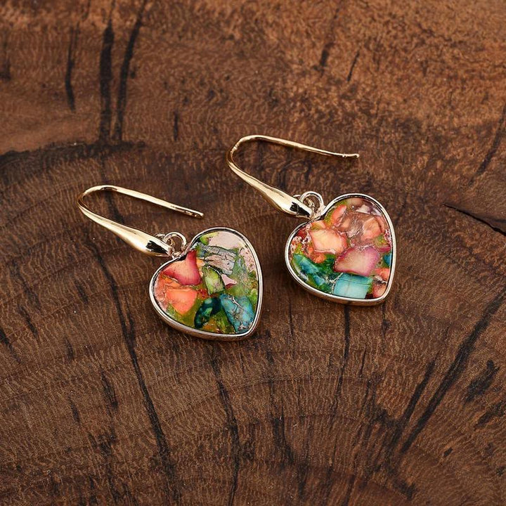 Boucles d'oreilles pendantes en forme de cœur en turquoise huître Olivenorma