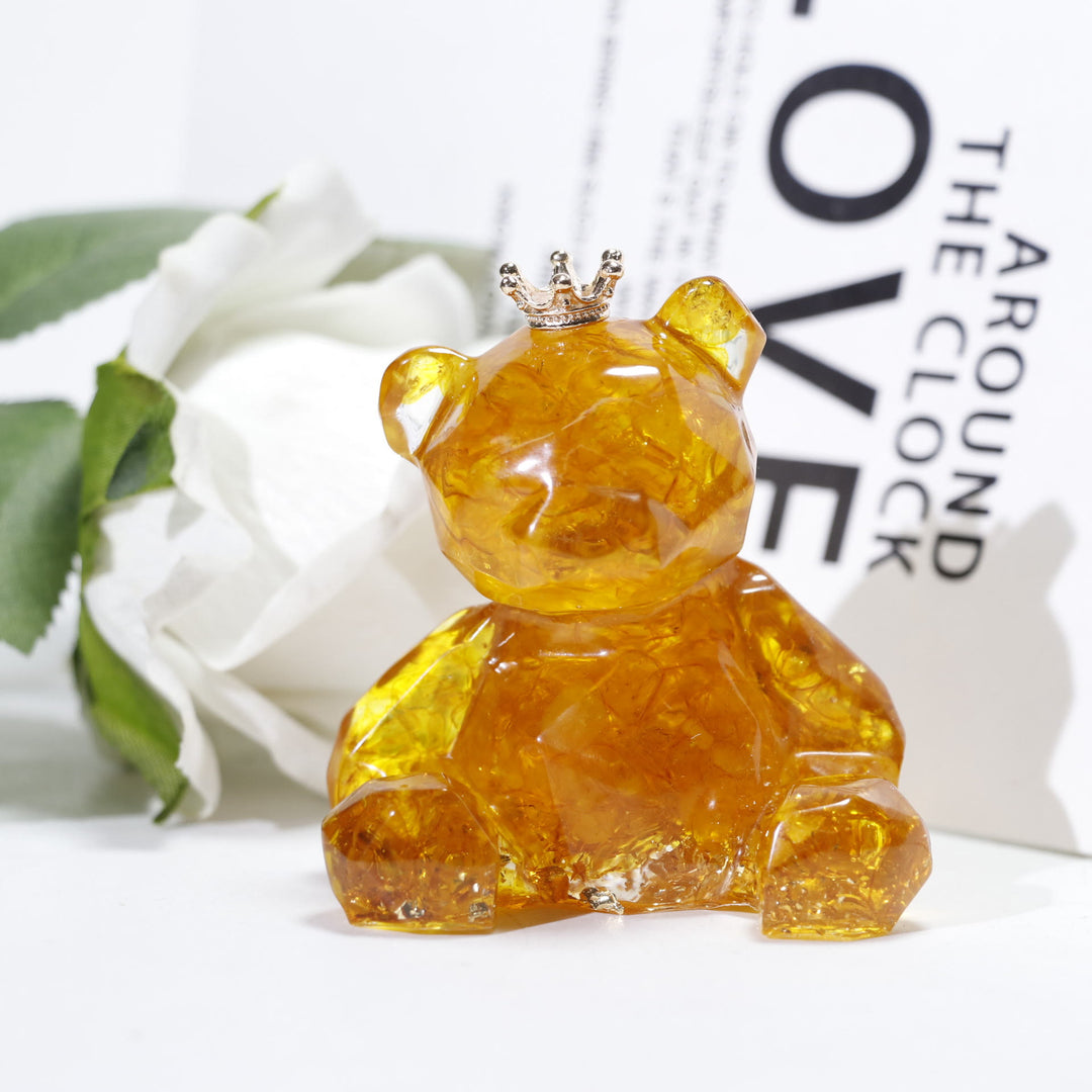 Ornement en résine de gravier de cristal Olivenorma en forme d'ours en pierre précieuse