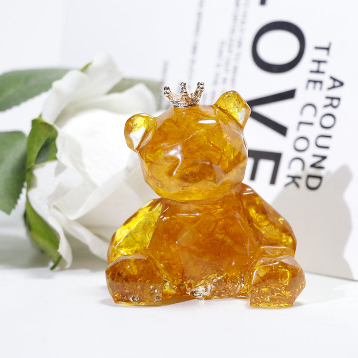 Ornement en résine de gravier de cristal Olivenorma en forme d'ours en pierre précieuse