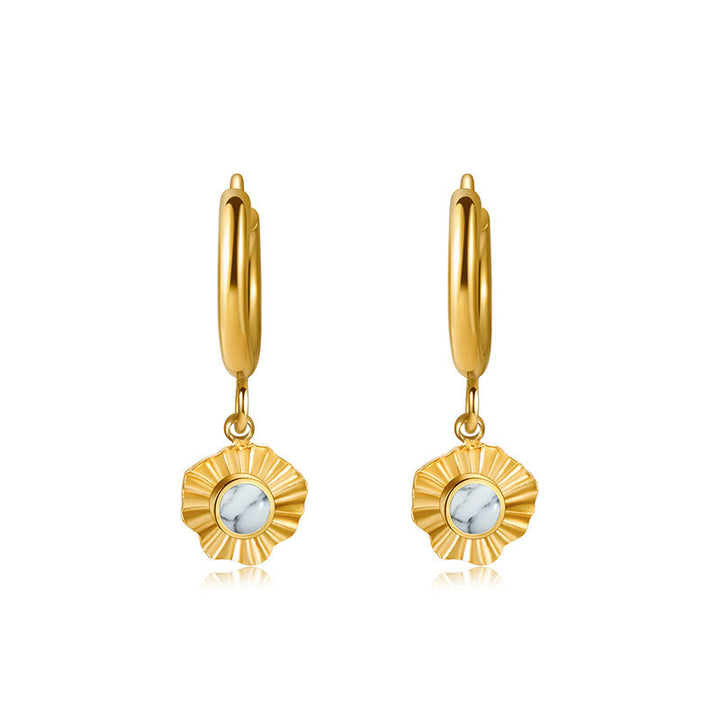 Boucles d'oreilles pendantes en turquoise blanche naturelle Olivenorma Soleil Lune Étoile