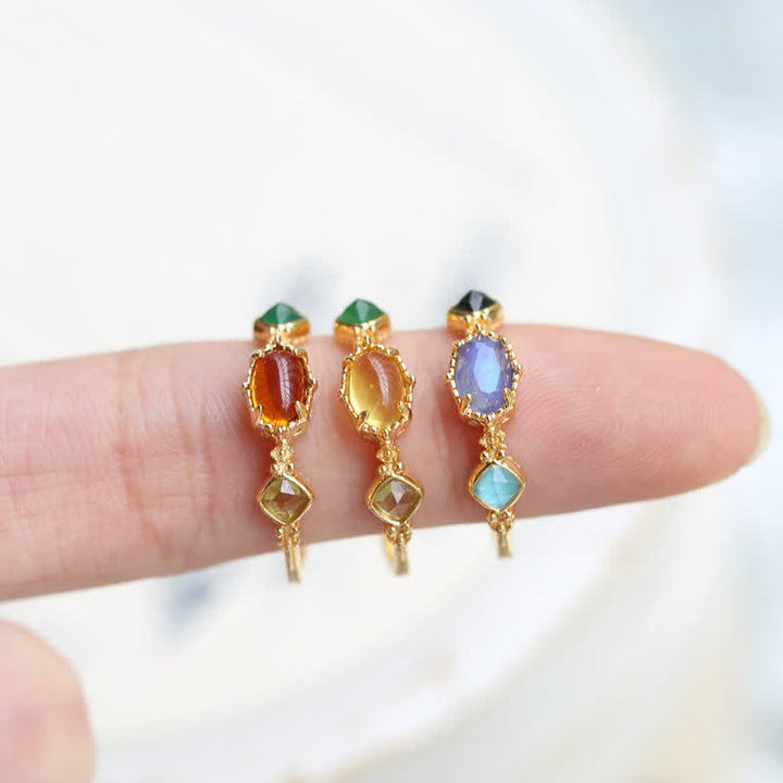 Bague rétro délicate en ambre avec pierres précieuses Olivenorma