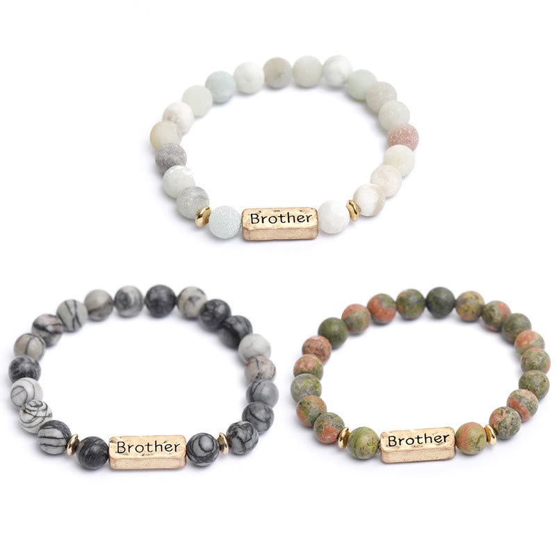 Bracelet gravé avec pierres précieuses naturelles Olivenorma Brother