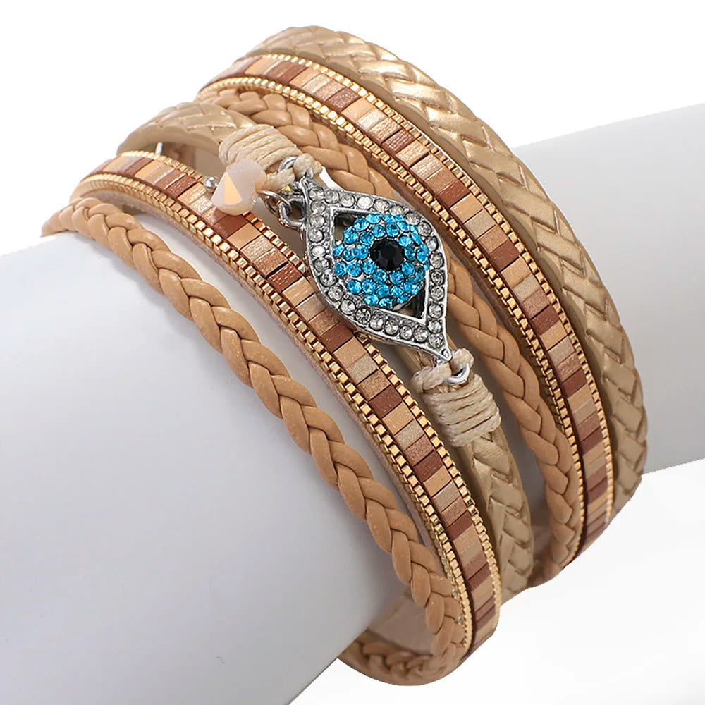 Bracelet Olivenorma en zircon blanc et tourmaline Paraiba avec mauvais œil