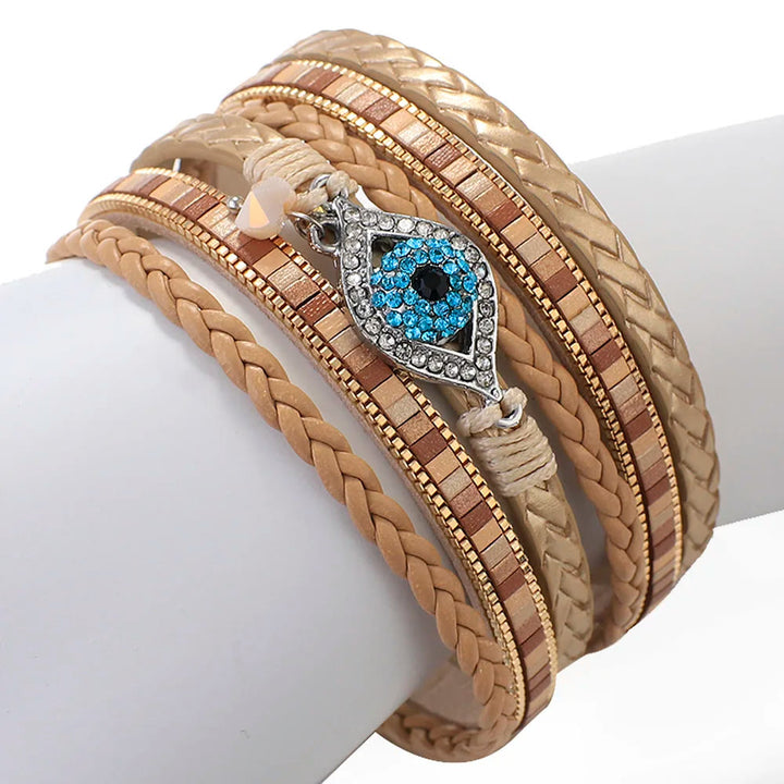 Bracelet Olivenorma en zircon blanc et tourmaline Paraiba avec mauvais œil
