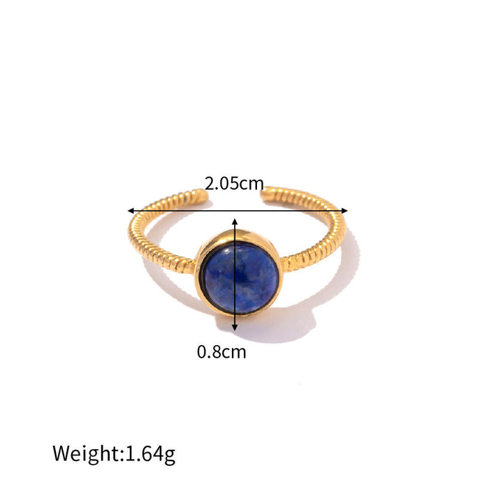 Ensemble de bagues vintage en acier titane et lapis-lazuli Olivenorma Court 