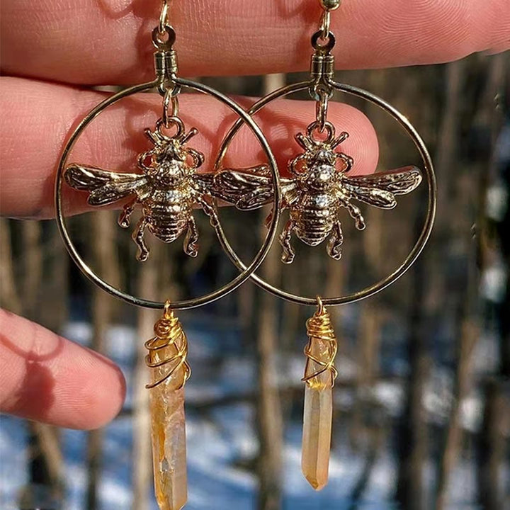 Boucles d'oreilles en cristal naturel avec champignons lune et étoile Olivenorma