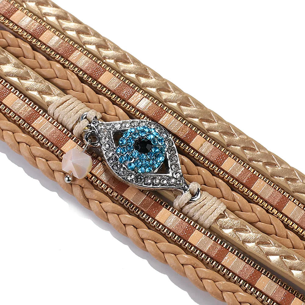 Bracelet Olivenorma en zircon blanc et tourmaline Paraiba avec mauvais œil