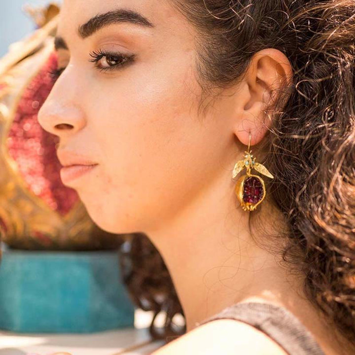 Boucles d'oreilles tendance Olivenorma en forme de graine de grenade porte-bonheur