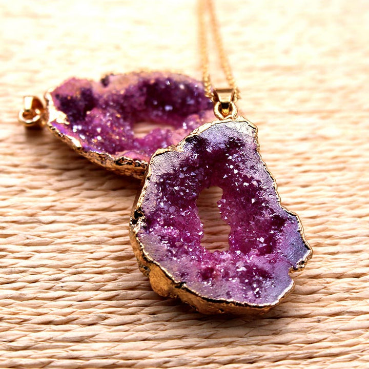 Pendentif Géode en Cristal Naturel