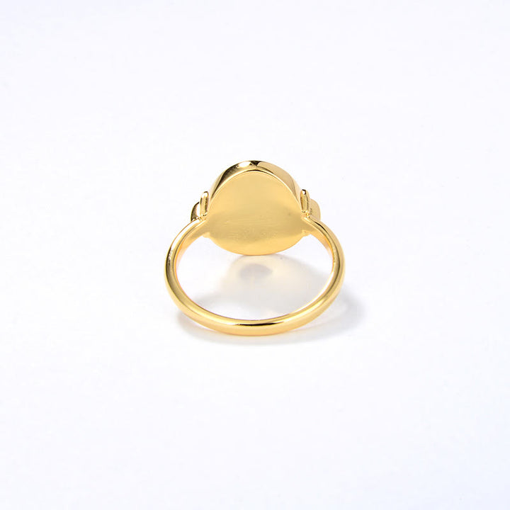 Bague vintage en époxy noir opale délicate Olivenorma