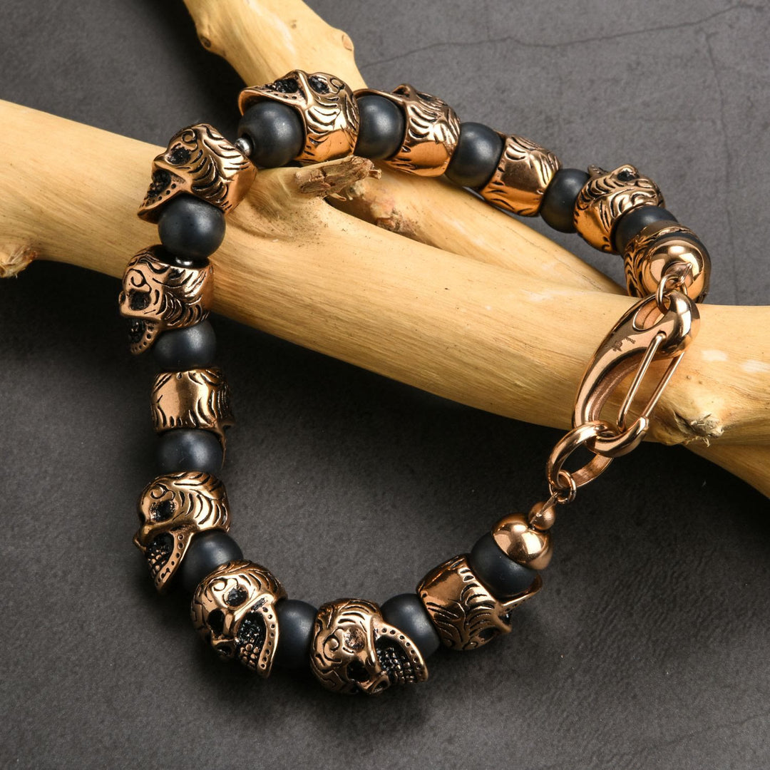 Bracelet Olivenorma en acier inoxydable fait main avec œil de tigre naturel