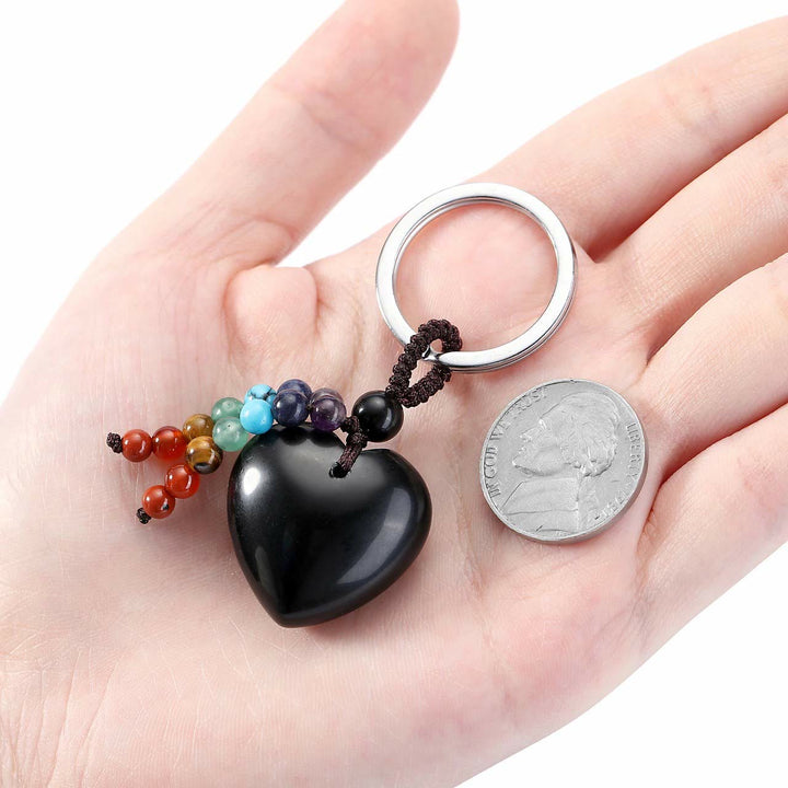 Porte-clés en forme de cœur en cristal naturel Olivenorma