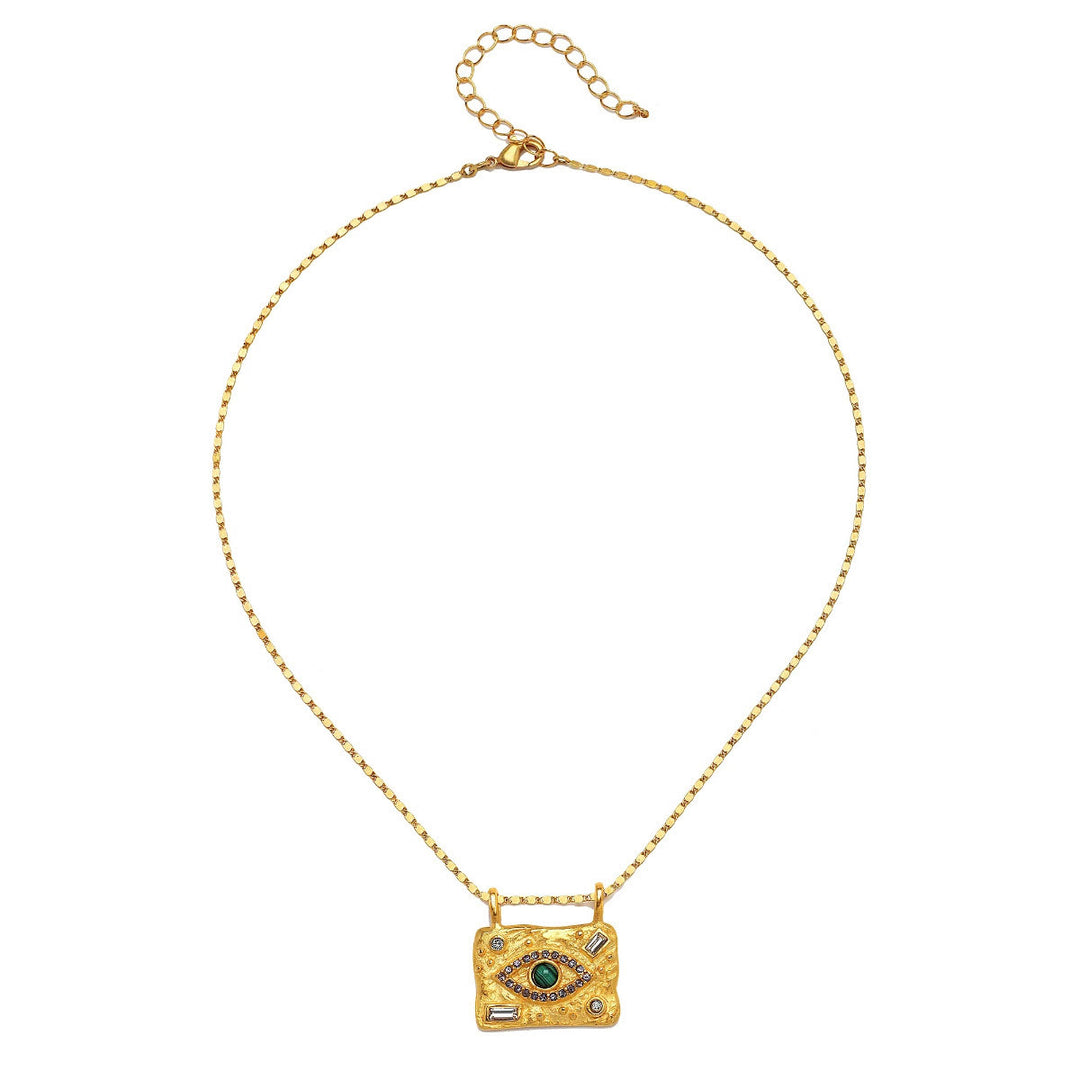Collier pendentif amulette contre le mauvais œil en cristal naturel Olivenorma
