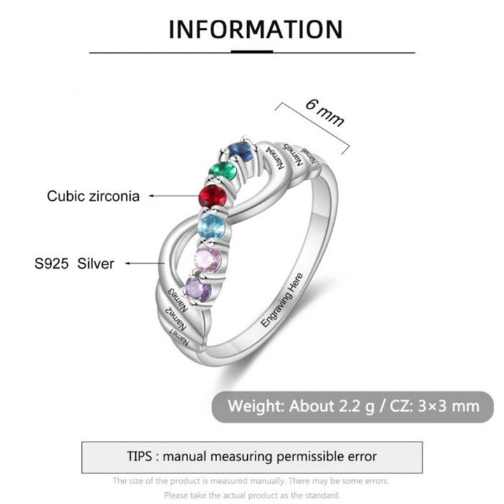 Bague porte-bonheur avec pierre de naissance de 12 couleurs Olivenorma