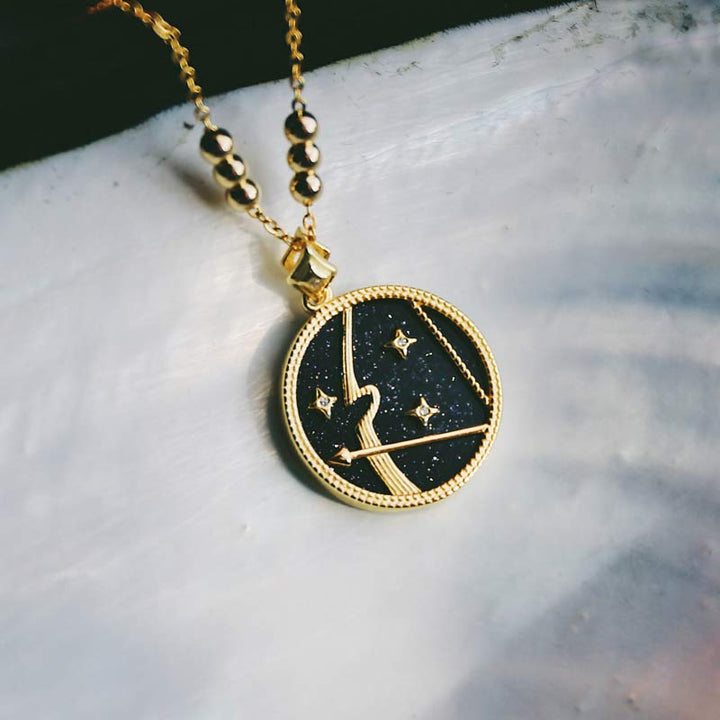 Collier d'écoute du zodiaque en grès bleu 