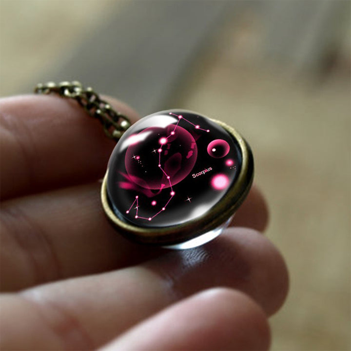 Collier de protection en verre Olivenorma avec 12 étoiles du zodiaque