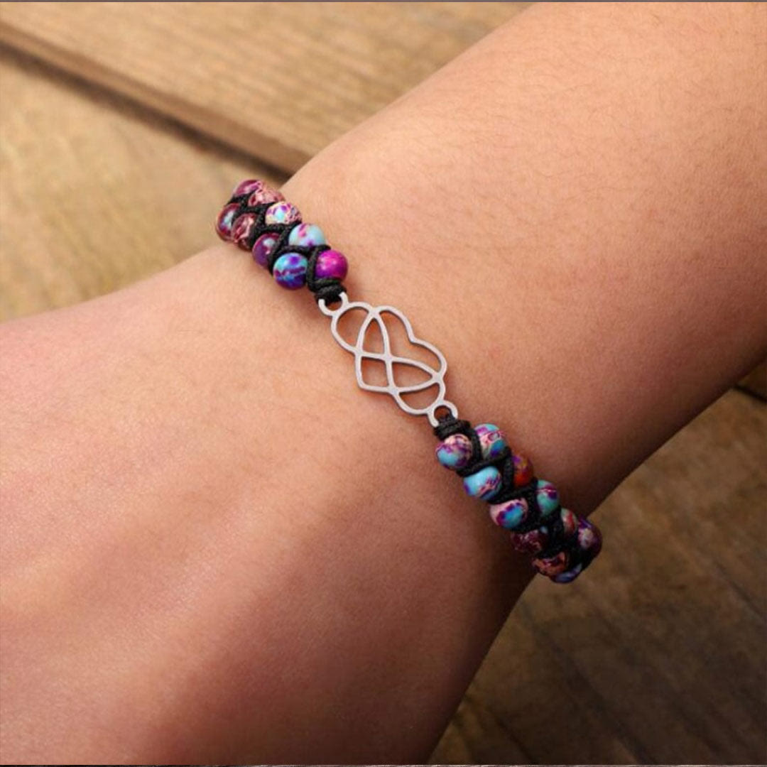 Bracelet en forme de cœur creux tissé à la main en pierre empereur violette Olivenorma Bohemia 