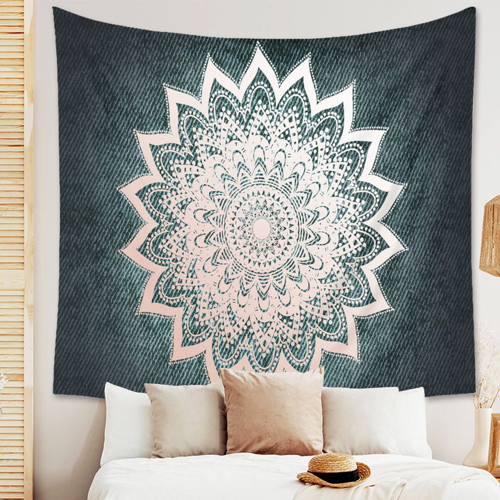 Tapisserie murale à motif de fleurs mandala Olivenorma