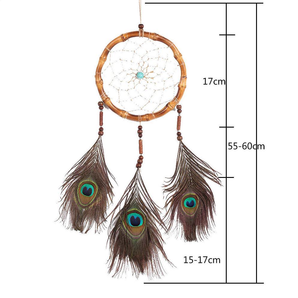 Attrape-rêves en plumes et perles en bois naturel tissées à la main Olivenorma