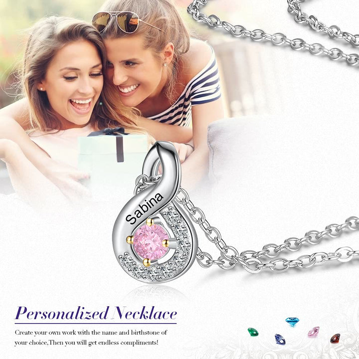 Collier avec pierre de naissance gravée pour femme Olivenorma
