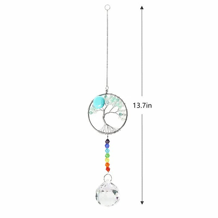 Attrape-soleil en cristal coloré représentant un arbre de vie