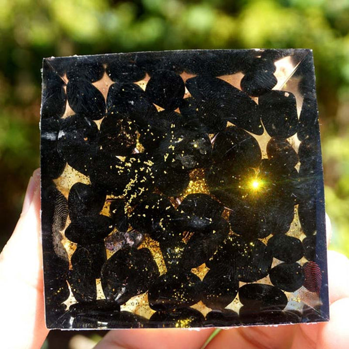 Pyramide d'orgone de l'arbre de vie en obsidienne citrine Olivenorma