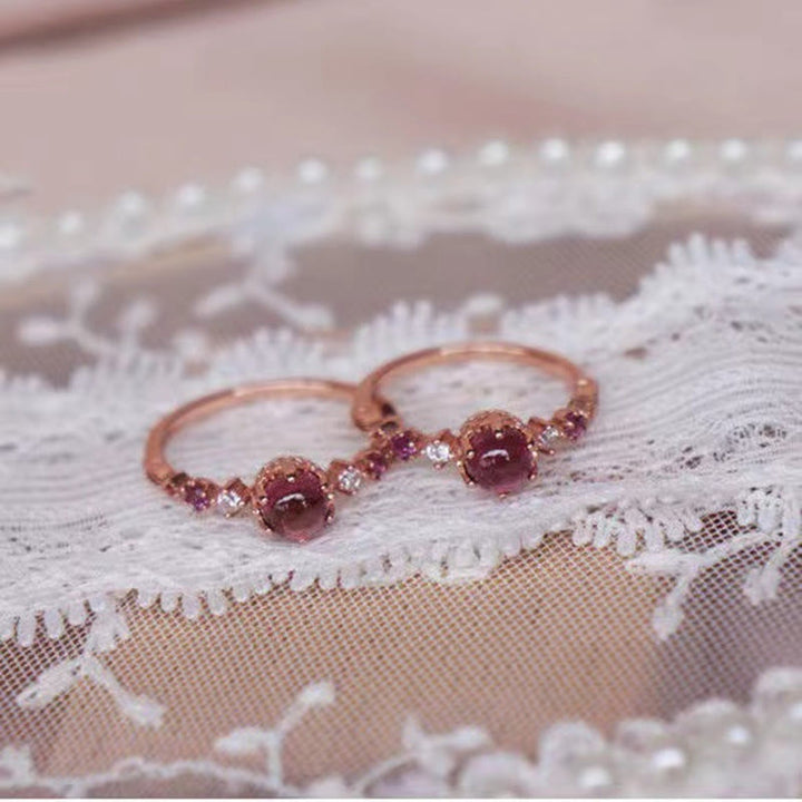 Bague de fiançailles en argent 925 avec grenat Olivenorma