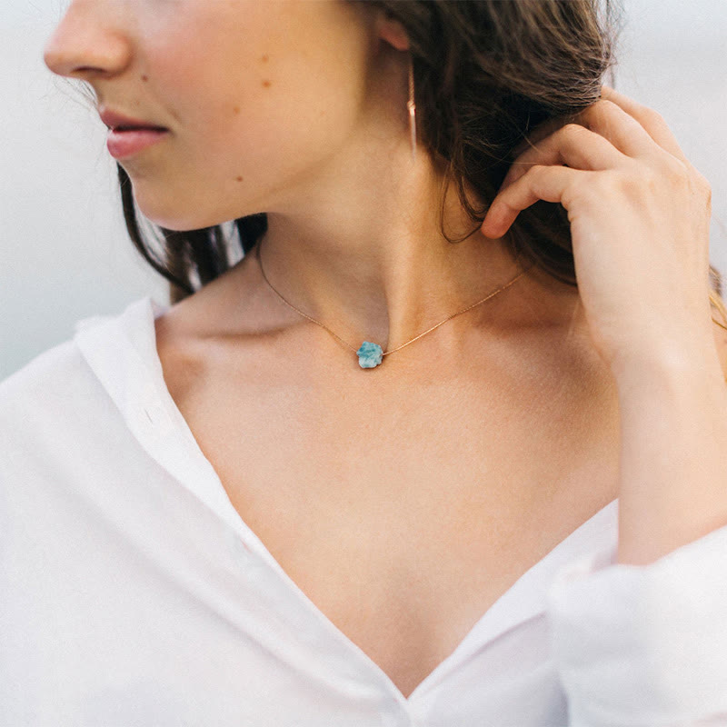 Collier avec pierres précieuses brutes taillées, cadeau de gratitude spirituelle Olivenorma 