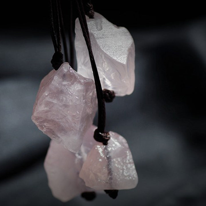 Collier en pierre précieuse de quartz rose naturel