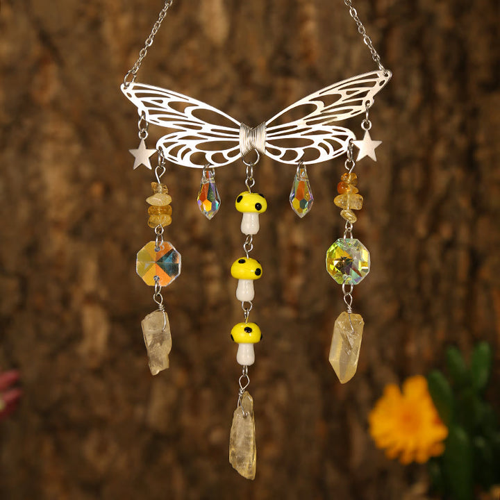 Carillon éolien attrape-soleil en forme d'ailes de papillon en cristal Olivenorma 