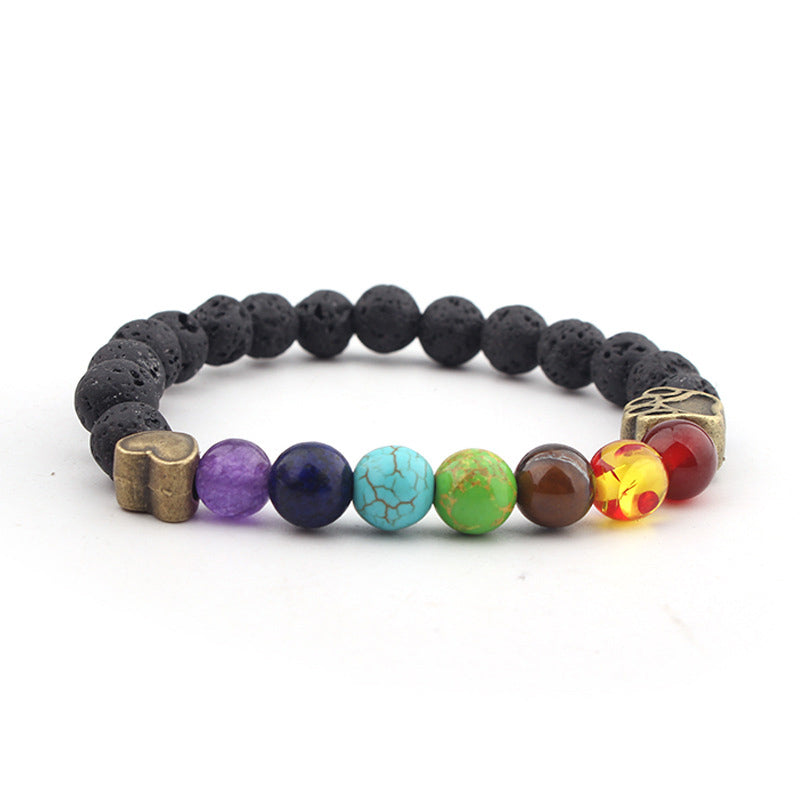 Collier de protection des chakras en pierre de lave Olivenorma