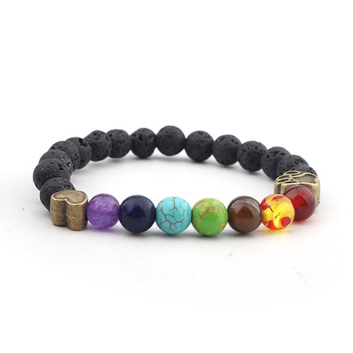 Collier de protection des chakras en pierre de lave Olivenorma