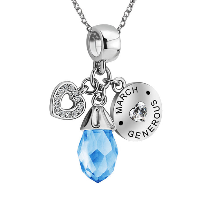 Collier avec pendentif en forme de cœur et pierre de naissance en diamant Olivenorma 