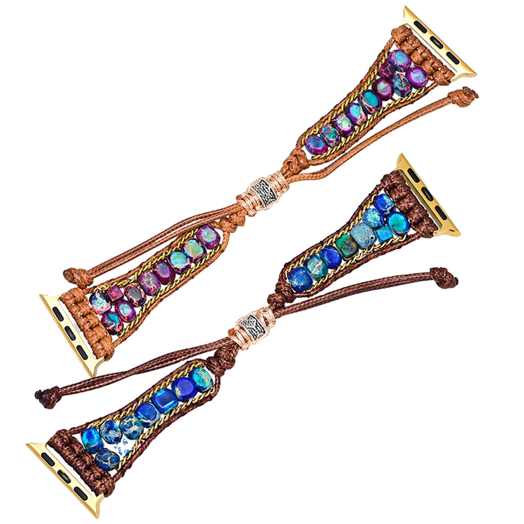 Bracelet enveloppant pour Apple Watch avec pierre empereur bleue Olivenorma