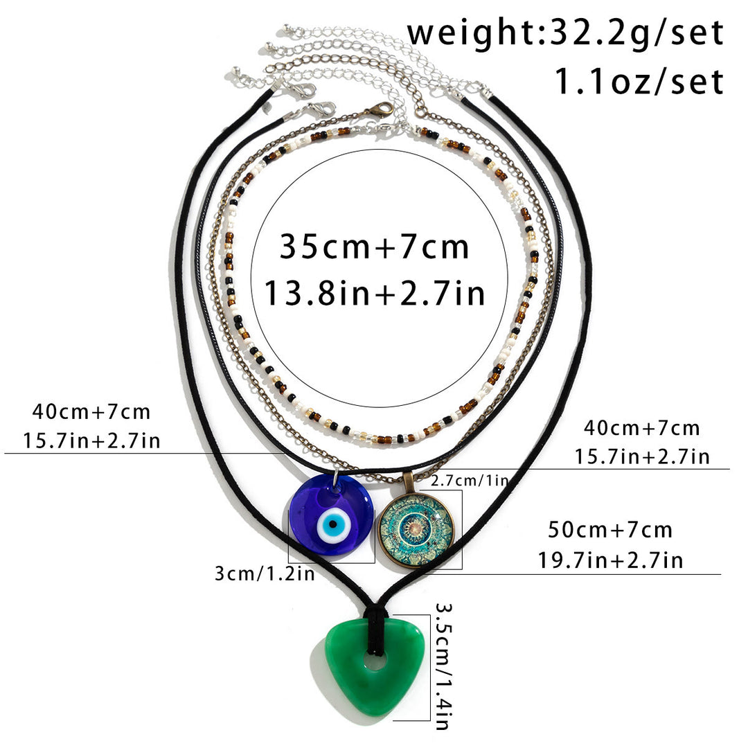 Ensemble de colliers avec pendentif en pierre naturelle Arbre de vie et mauvais œil Olivenorma 
